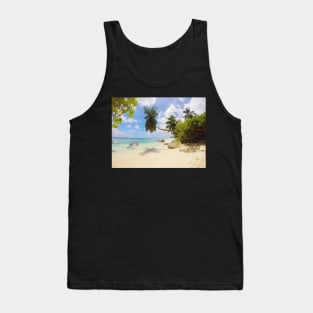 Seychelles beach palm tree print Tank Top